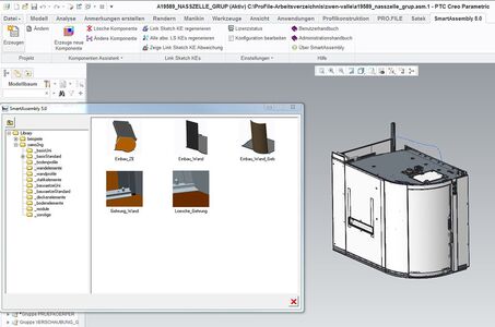 Ansicht eines 3D CAD Modell einer Nasszelle